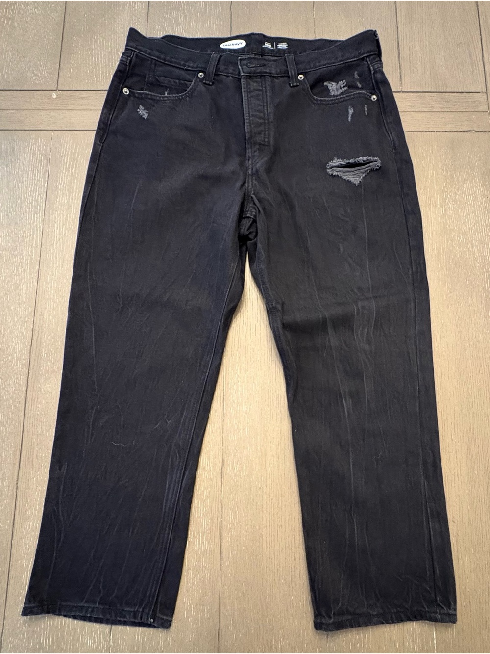 Old Navy Men's Black Relaxed Distressed Jeans